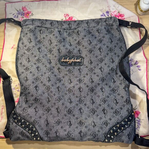 Vintage Y2K Baby Phat Denim Monogram Backpack - Picture 1 of 9